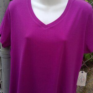 St John's Bay Palace Orchid 100% Cotton Short Sleeve Tee Shirt Size XL NWT